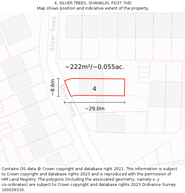 4, SILVER TREES, SHANKLIN, PO37 7ND: Plot and title map