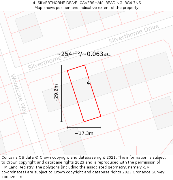 4, SILVERTHORNE DRIVE, CAVERSHAM, READING, RG4 7NS: Plot and title map