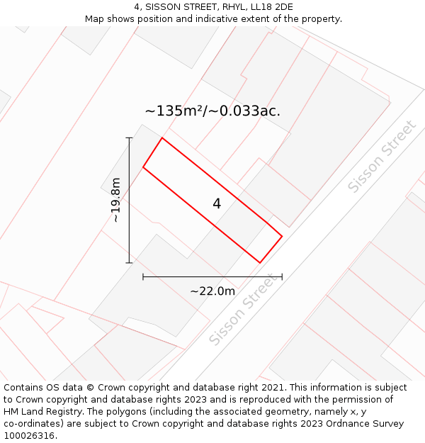 4, SISSON STREET, RHYL, LL18 2DE: Plot and title map