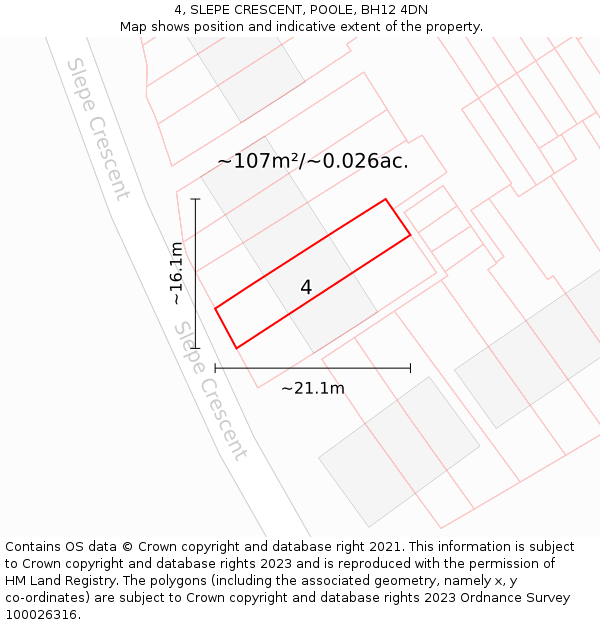 4, SLEPE CRESCENT, POOLE, BH12 4DN: Plot and title map