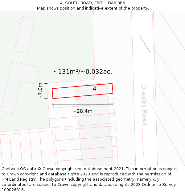 4, SOUTH ROAD, ERITH, DA8 3RA: Plot and title map