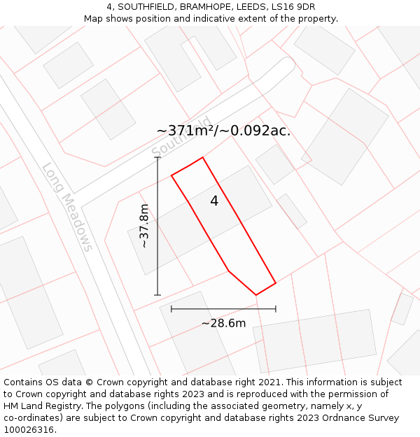 4, SOUTHFIELD, BRAMHOPE, LEEDS, LS16 9DR: Plot and title map