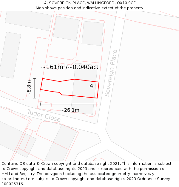 4, SOVEREIGN PLACE, WALLINGFORD, OX10 9GF: Plot and title map