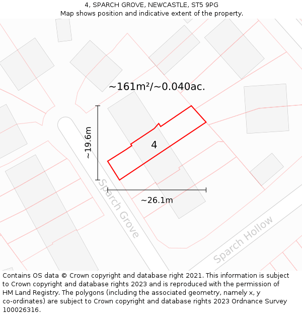 4, SPARCH GROVE, NEWCASTLE, ST5 9PG: Plot and title map