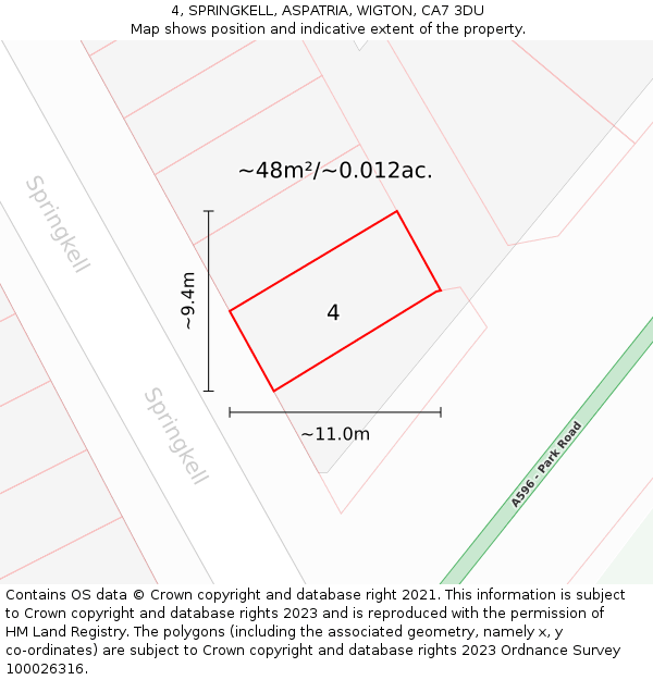 4, SPRINGKELL, ASPATRIA, WIGTON, CA7 3DU: Plot and title map