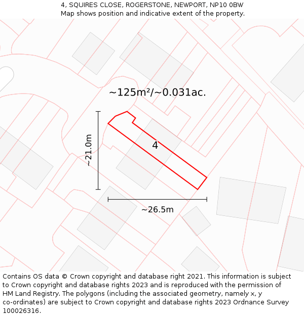 4, SQUIRES CLOSE, ROGERSTONE, NEWPORT, NP10 0BW: Plot and title map
