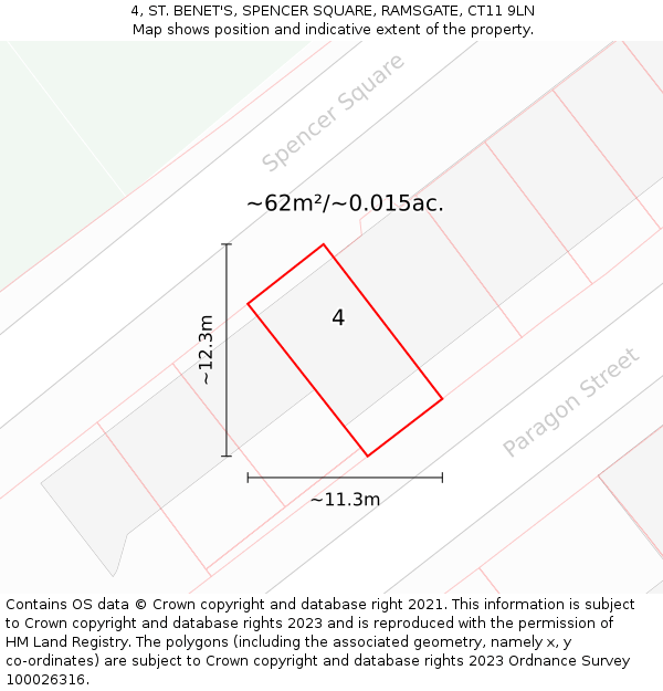 4, ST. BENET'S, SPENCER SQUARE, RAMSGATE, CT11 9LN: Plot and title map