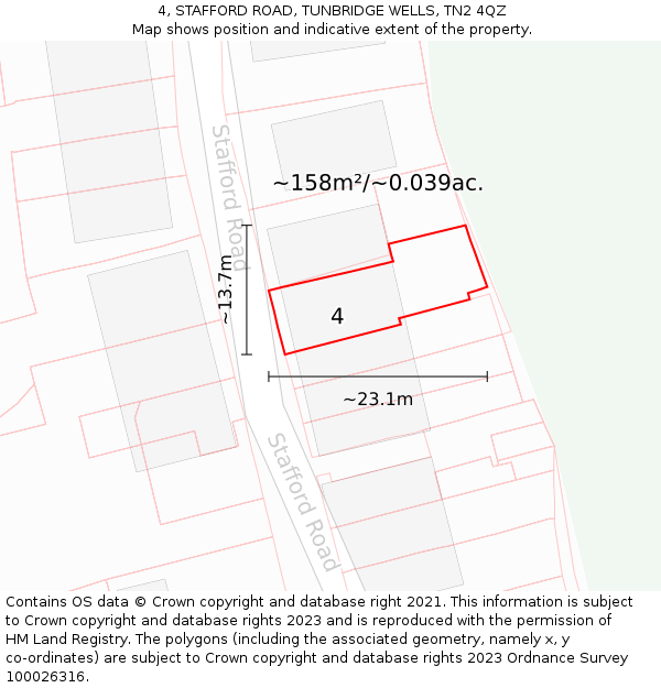 4, STAFFORD ROAD, TUNBRIDGE WELLS, TN2 4QZ: Plot and title map