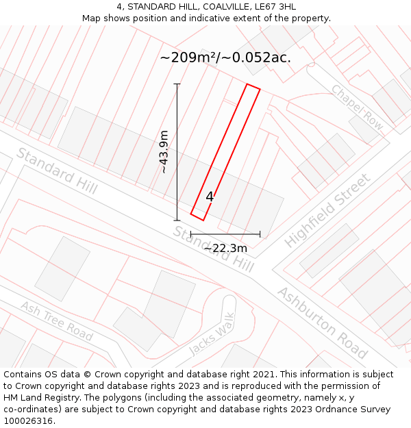 4, STANDARD HILL, COALVILLE, LE67 3HL: Plot and title map