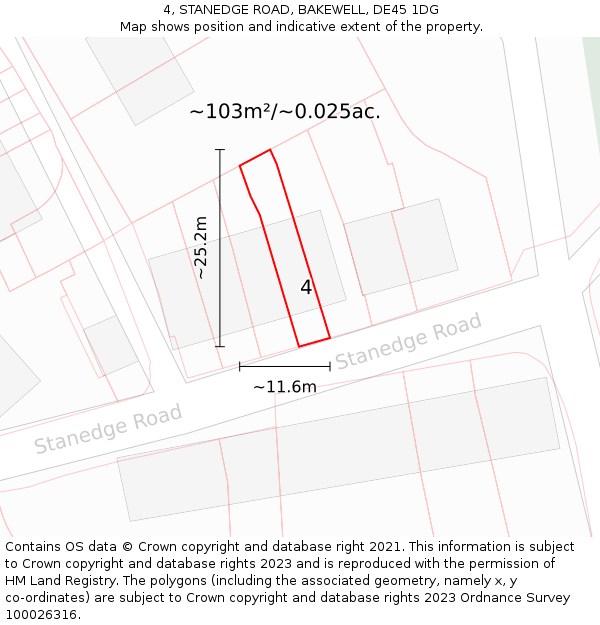 4, STANEDGE ROAD, BAKEWELL, DE45 1DG: Plot and title map