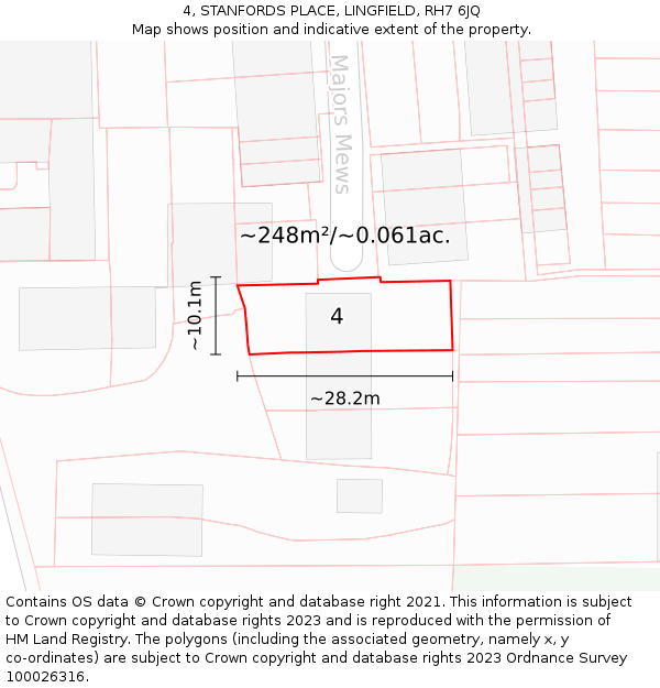 4, STANFORDS PLACE, LINGFIELD, RH7 6JQ: Plot and title map