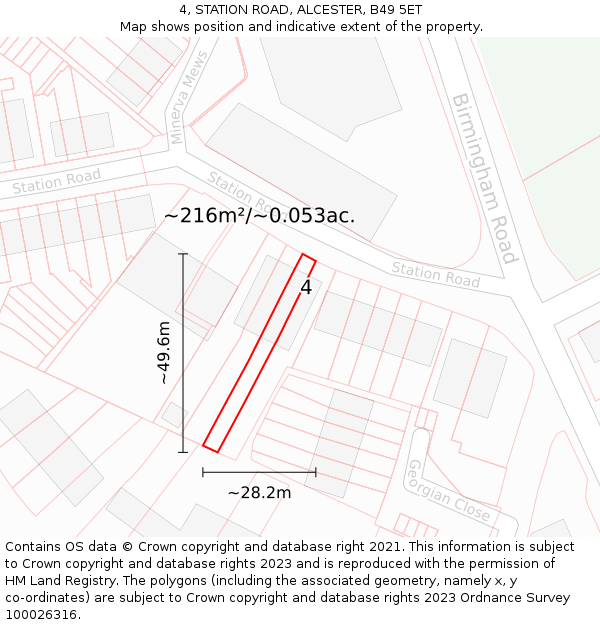 4, STATION ROAD, ALCESTER, B49 5ET: Plot and title map