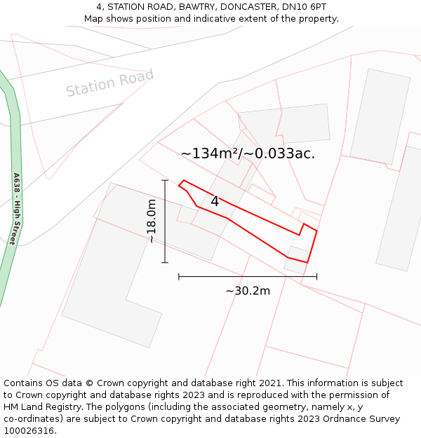 4, STATION ROAD, BAWTRY, DONCASTER, DN10 6PT: Plot and title map