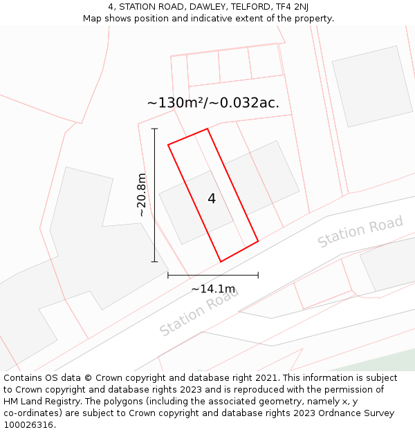4, STATION ROAD, DAWLEY, TELFORD, TF4 2NJ: Plot and title map