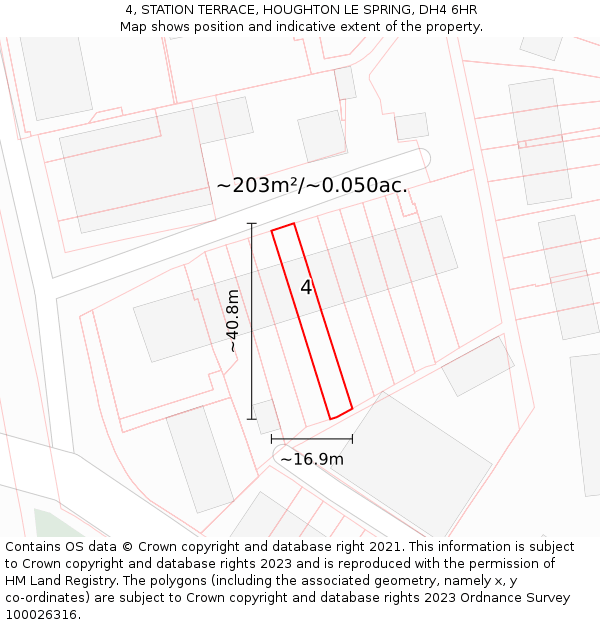 4, STATION TERRACE, HOUGHTON LE SPRING, DH4 6HR: Plot and title map