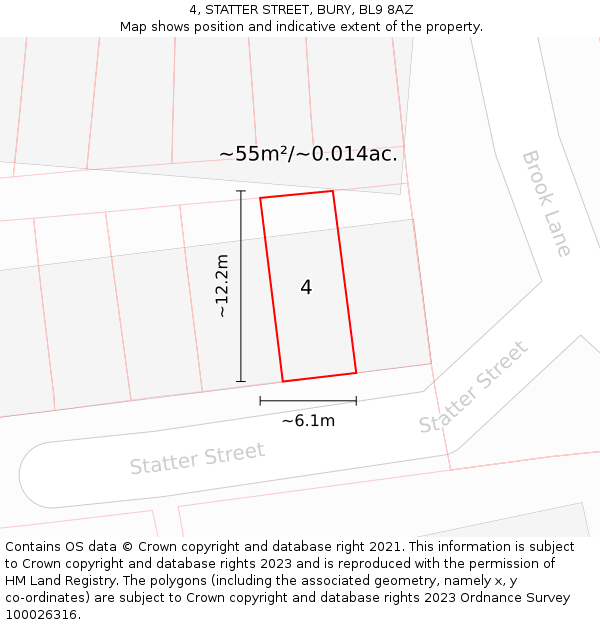 4, STATTER STREET, BURY, BL9 8AZ: Plot and title map