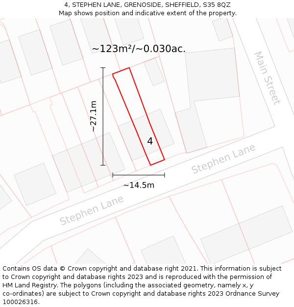 4, STEPHEN LANE, GRENOSIDE, SHEFFIELD, S35 8QZ: Plot and title map