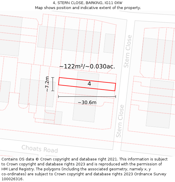 4, STERN CLOSE, BARKING, IG11 0XW: Plot and title map