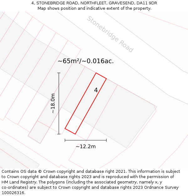 4, STONEBRIDGE ROAD, NORTHFLEET, GRAVESEND, DA11 9DR: Plot and title map