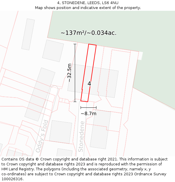 4, STONEDENE, LEEDS, LS6 4NU: Plot and title map