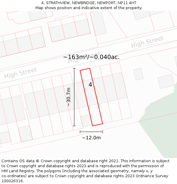 4, STRATHVIEW, NEWBRIDGE, NEWPORT, NP11 4HT: Plot and title map