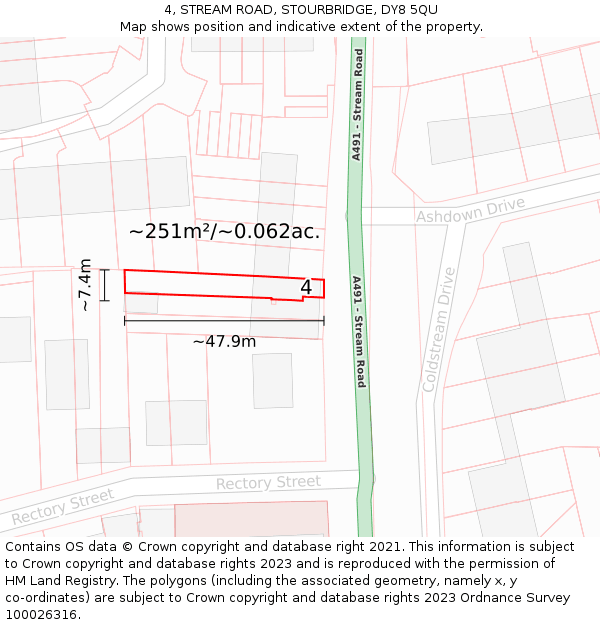 4, STREAM ROAD, STOURBRIDGE, DY8 5QU: Plot and title map