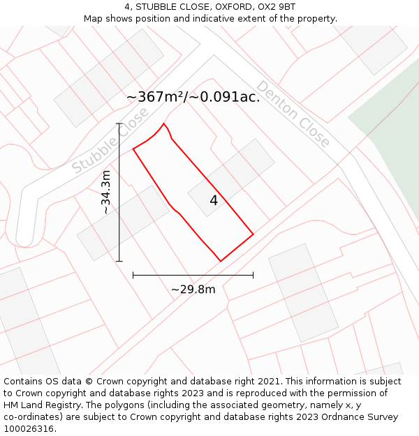 4, STUBBLE CLOSE, OXFORD, OX2 9BT: Plot and title map