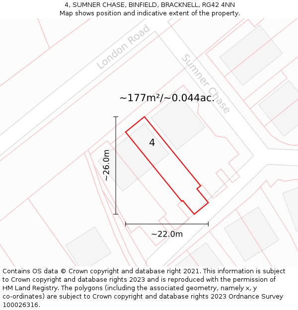 4, SUMNER CHASE, BINFIELD, BRACKNELL, RG42 4NN: Plot and title map