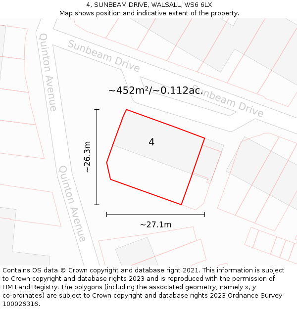 4, SUNBEAM DRIVE, WALSALL, WS6 6LX: Plot and title map