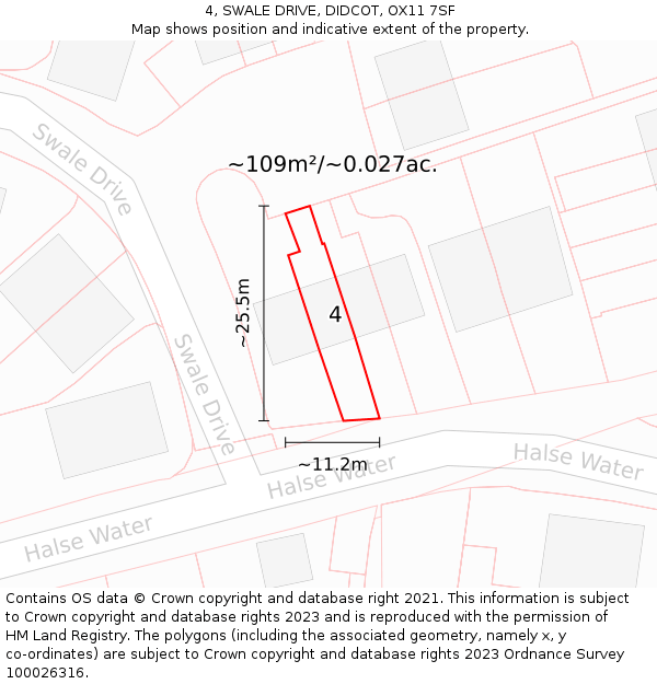 4, SWALE DRIVE, DIDCOT, OX11 7SF: Plot and title map