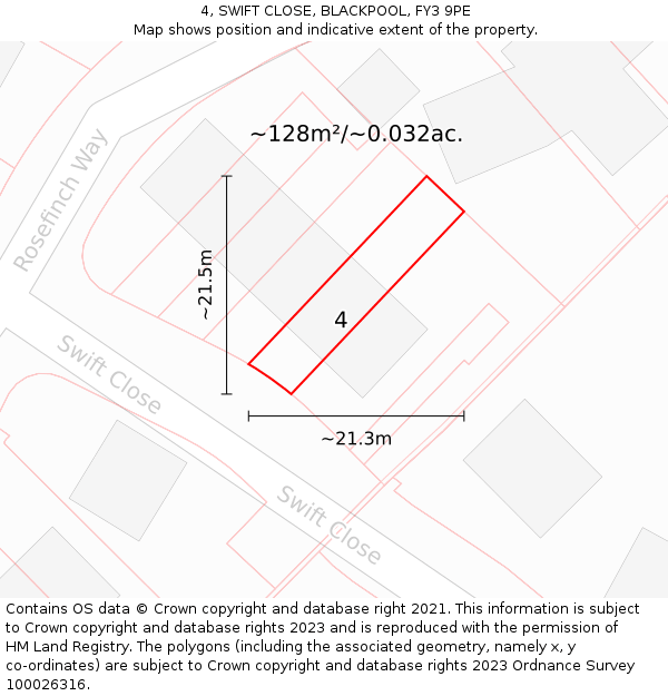 4, SWIFT CLOSE, BLACKPOOL, FY3 9PE: Plot and title map