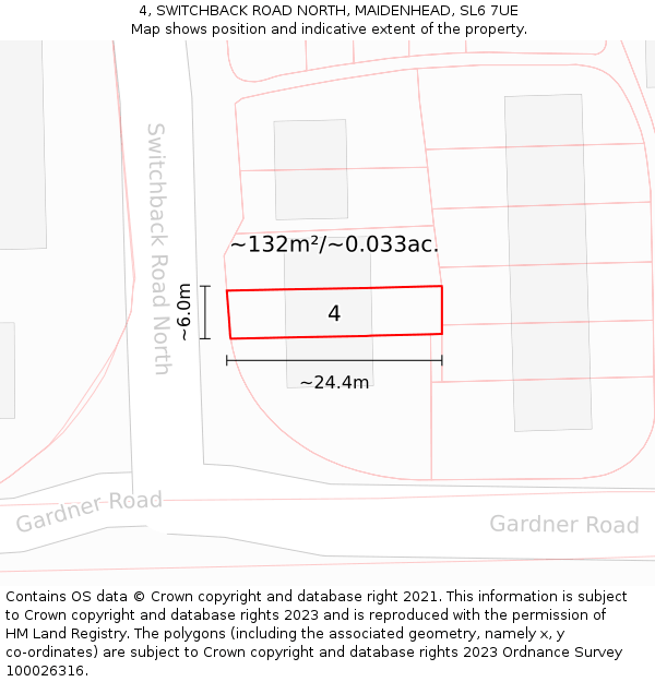4, SWITCHBACK ROAD NORTH, MAIDENHEAD, SL6 7UE: Plot and title map