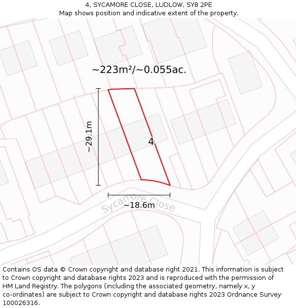 4, SYCAMORE CLOSE, LUDLOW, SY8 2PE: Plot and title map