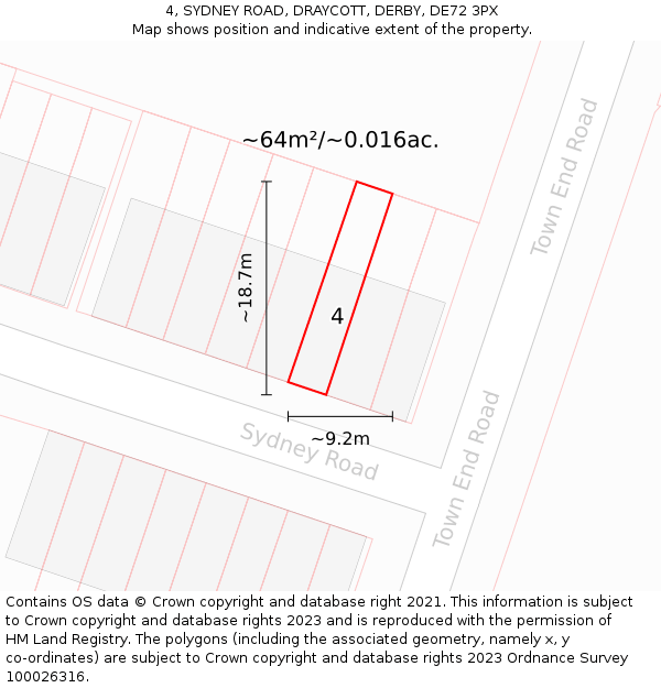 4, SYDNEY ROAD, DRAYCOTT, DERBY, DE72 3PX: Plot and title map