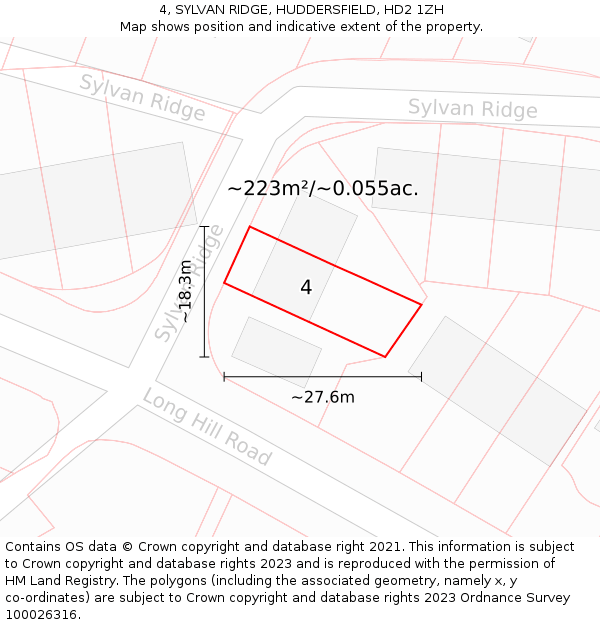 4, SYLVAN RIDGE, HUDDERSFIELD, HD2 1ZH: Plot and title map