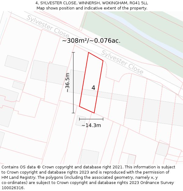 4, SYLVESTER CLOSE, WINNERSH, WOKINGHAM, RG41 5LL: Plot and title map