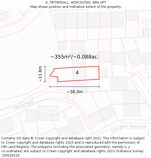 4, TATTERSALL, WORCESTER, WR4 0PT: Plot and title map
