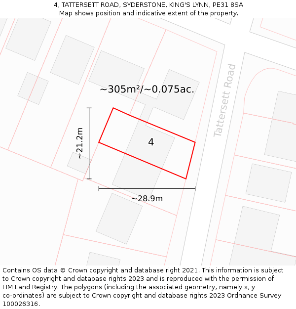 4, TATTERSETT ROAD, SYDERSTONE, KING'S LYNN, PE31 8SA: Plot and title map