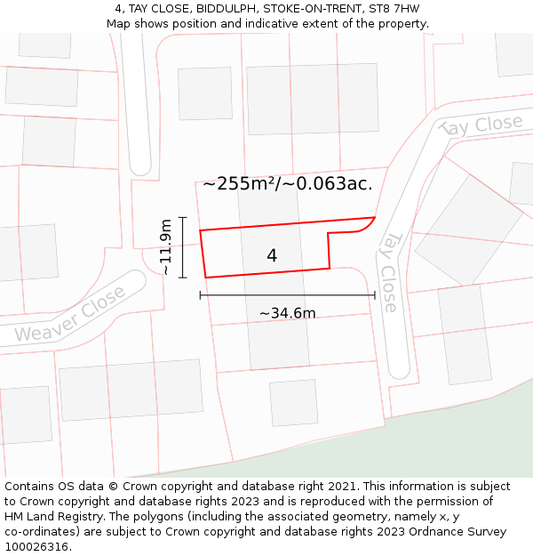 4, TAY CLOSE, BIDDULPH, STOKE-ON-TRENT, ST8 7HW: Plot and title map