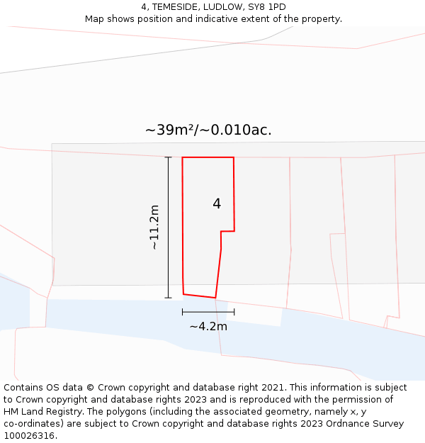 4, TEMESIDE, LUDLOW, SY8 1PD: Plot and title map