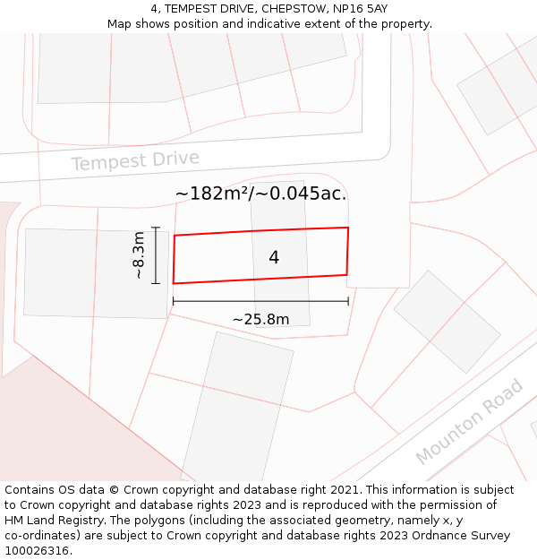 4, TEMPEST DRIVE, CHEPSTOW, NP16 5AY: Plot and title map