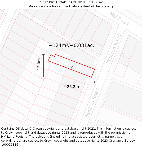 4, TENISON ROAD, CAMBRIDGE, CB1 2DW: Plot and title map