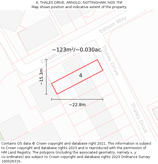 4, THALES DRIVE, ARNOLD, NOTTINGHAM, NG5 7NF: Plot and title map