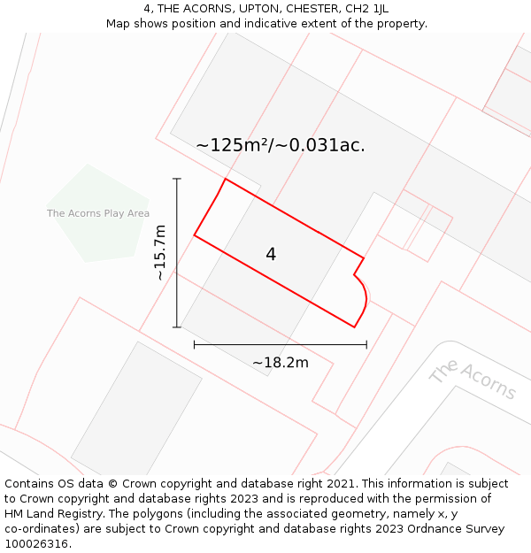 4, THE ACORNS, UPTON, CHESTER, CH2 1JL: Plot and title map