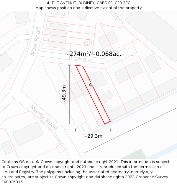 4, THE AVENUE, RUMNEY, CARDIFF, CF3 3EG: Plot and title map