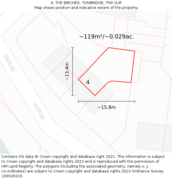 4, THE BIRCHES, TONBRIDGE, TN9 2UR: Plot and title map