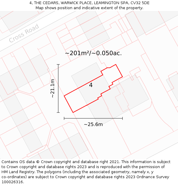 4, THE CEDARS, WARWICK PLACE, LEAMINGTON SPA, CV32 5DE: Plot and title map