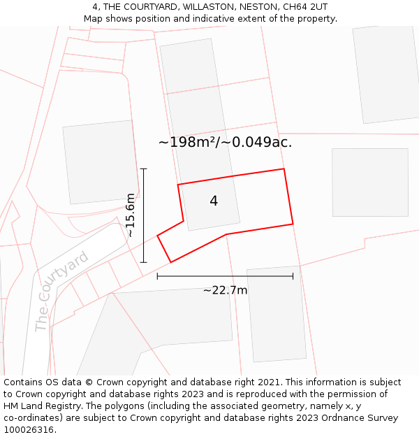 4, THE COURTYARD, WILLASTON, NESTON, CH64 2UT: Plot and title map