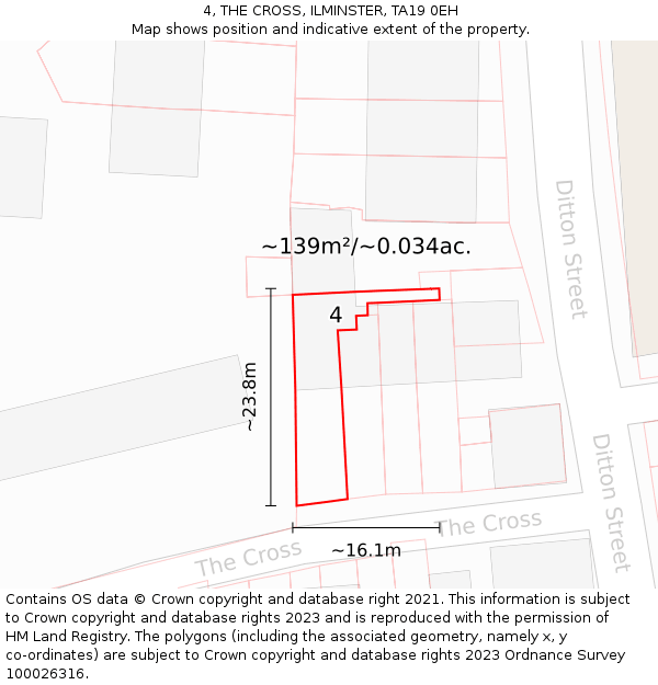 4, THE CROSS, ILMINSTER, TA19 0EH: Plot and title map