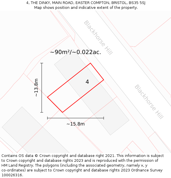 4, THE DINKY, MAIN ROAD, EASTER COMPTON, BRISTOL, BS35 5SJ: Plot and title map